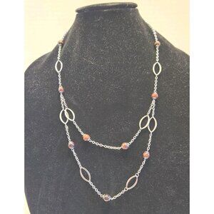 Red Tigers Eye 23 Inch Necklace With Extender Stainless Steel Chain